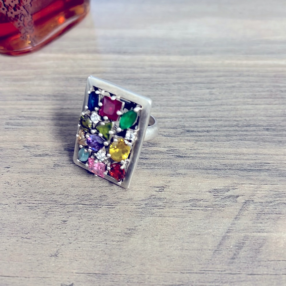 Vintage sterling garden multi stone ring